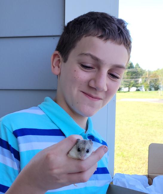 Boy with hampster